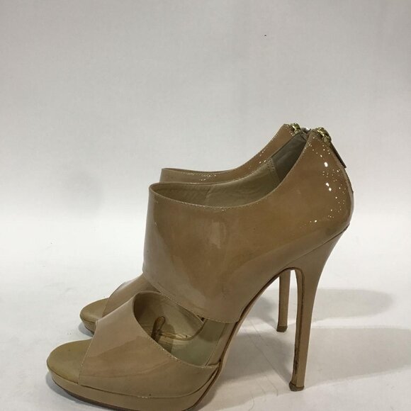 Pre-Owned JIMMY CHOO Nude Patent Full Strap Peep Toe - Size 39 - Picture 4 of 6